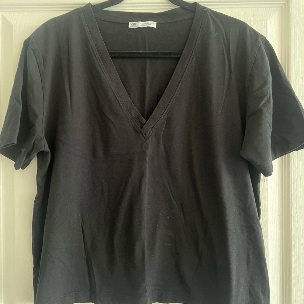 Zara Charcoal V-Neck Tee